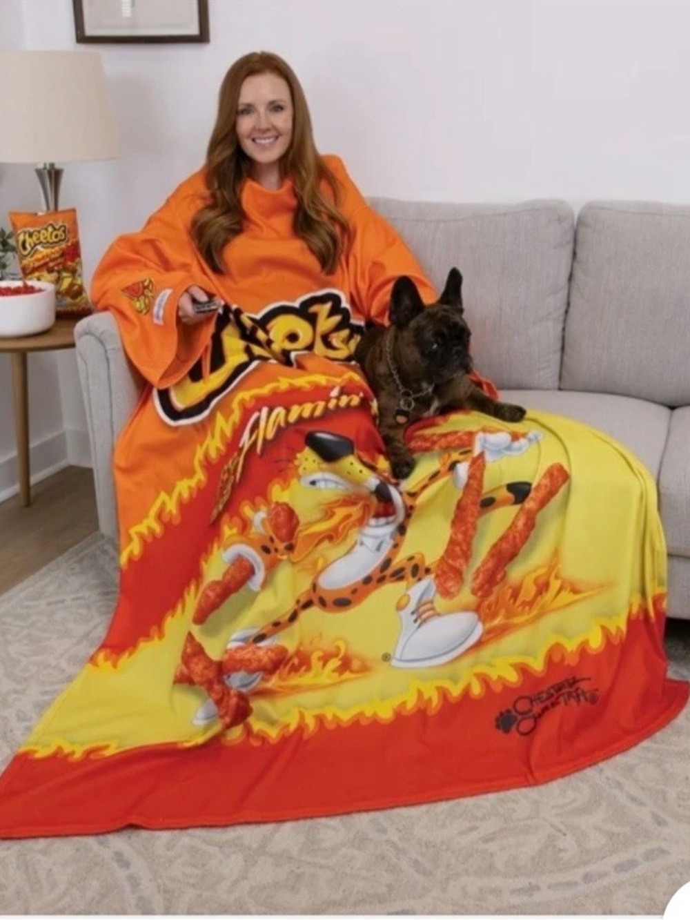 Snuggie Wearable Cheetos Flamin Hot Plush Throw Fleece Blanket